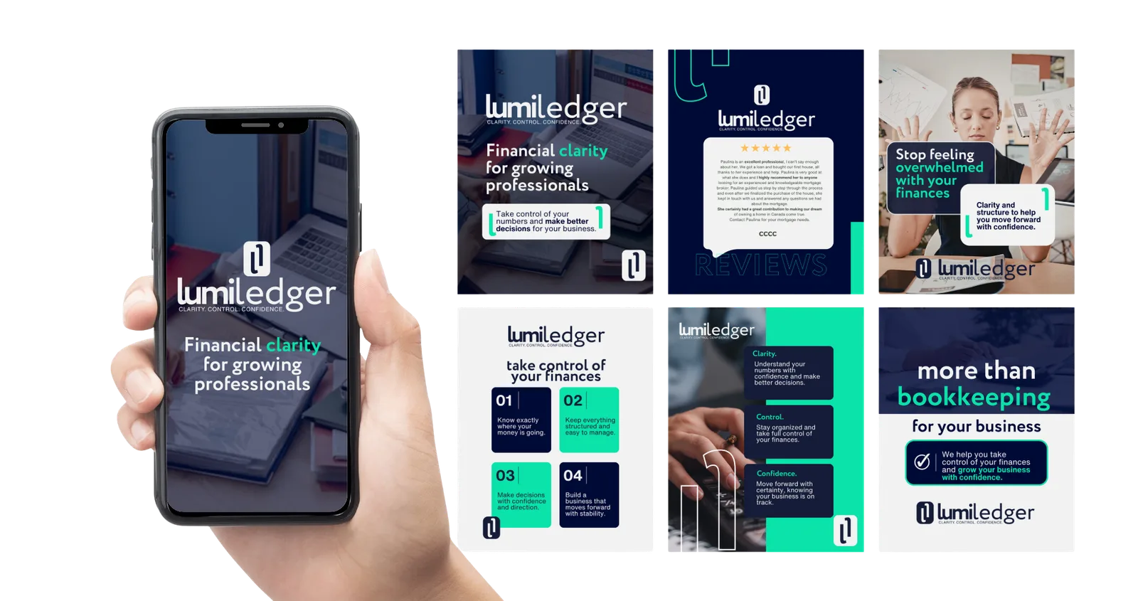 LumiLedger social media posts